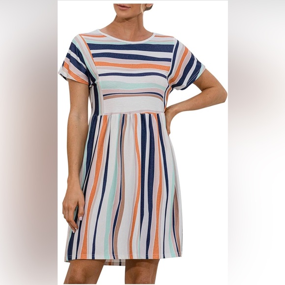 Niloine Dresses & Skirts - Midi Dress Chic Striped in Multicolor XL NWT